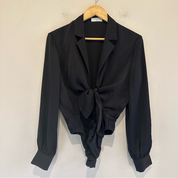 Aritzia Babaton Ace Tie Front Silky Blouse Bodysuit - Picture 3 of 7